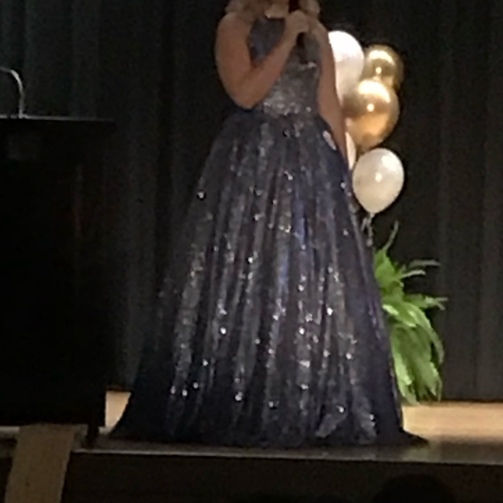 Elegant Blue Sequin Gown